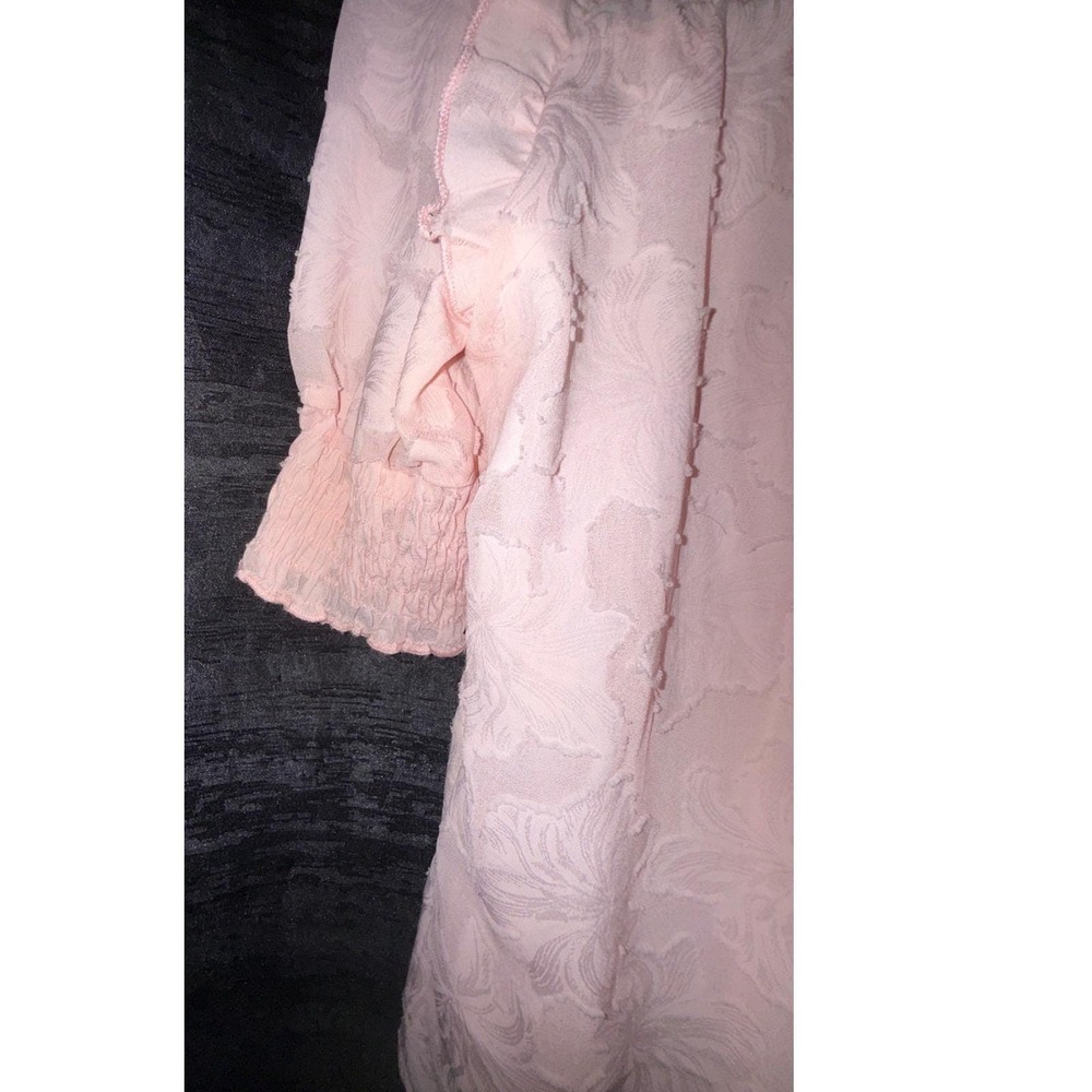 Women's Blouse Lot Size Large Maison d'Amélie Satin + Dokotoo Pink Ruffle Top - Picture 3 of 9
